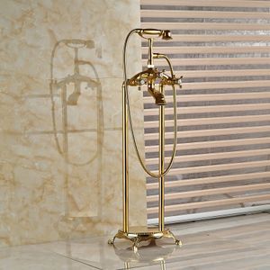 Wholesale And Retail Golden Finish Finish Solid Brass Bathroom Tub Floor Mounted