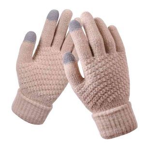 Textile Women Winter Touch Screen Solid Color Knitted Gloves Stretch 0.11kg(about)