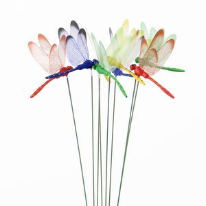 50pcs/lot 8CM Artificial Dragonfly Garden Red Blue Green Yellow Stakes Yard Plant Dragonfly Stakes Yard Plant Lawn