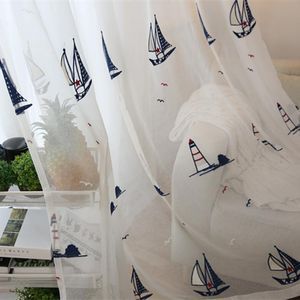 Curtain & Drapes Cafe Dormitorio Embroidered Cafe Dormitorio Sailing Boat Curtains