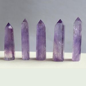 7~10cm Natual Amethyst Quartz Pillar Crystal Arts and Crafts Quartz Pillar Purple Crystal Point