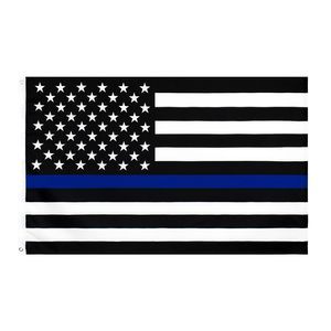 3x5Fts 90cmx150cm Law Enforcement Officers line Flag BlueLine USA Police Polyester Flag BlueLine USA Police Flags