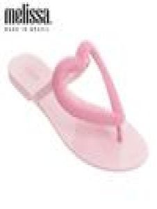 Melissa Big Heart Women Jelly Jelly Shoes Flip Flop Flat PVC Brazilian Female