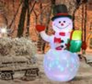 LED Light Inflatable Model Christmas Nylon Christmas Snowman Colorful Rotate Airblown Dolls Household Parties