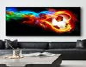 Soccer Abstract Colorful Flame Wrapped Print Wall Art One Panel