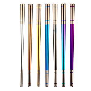 Stainless steel colorful chopsticks set Chinese sushi non A pair