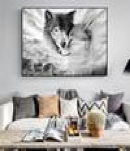 Canvas Painting Wall Posters and Prints Prints Black White Wolf Wall Unframed