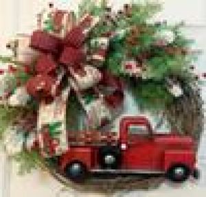 Red Truck Christmas Wreath Rustic Festive Wreath No