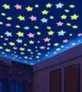 3d stars luminous wall fluorescent selfadhesive stickers star and moon