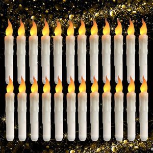 12/24Pcs LED Flameless Taper Candles Warm White Flickering Flame Handheld CN(Origin) Handheld Candlesticks