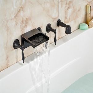 Wall Mounted Waterfall Bathroom Tub 5 Tub Mixer 3 Handles176D