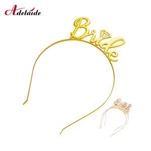 Christmas Decorations Fashion Crown Headband Women Wedding Party Accessorie as pic Fashion Crown Headband Letter Bride
