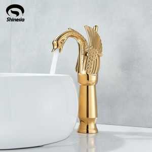 Bathroom Sink Faucets Shinesia Swan basin hot and cold water mixer faucet Mounted Brass