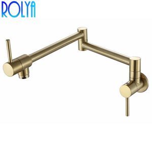 Rolya Brushed Golden Solid Brass Single Handle Extended Pot Filler