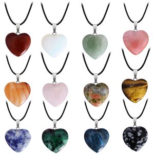 Natural Stone Heart Shaped Necklace Fashion Jewelry Accessories