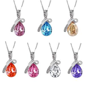 Water Drop Gemstone Necklace With Diamond Other