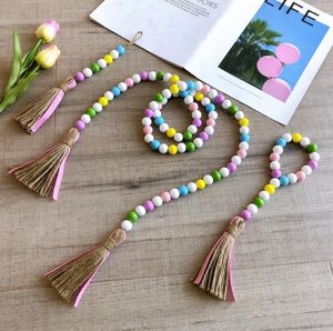 Pastoral beaded tassel string colourful wood wooden beads ECO Friendly