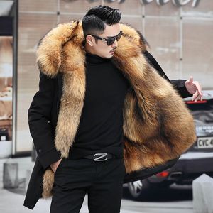 Faux Fur Jacket Men Outwear British Noble Fashion Top Genuine Leather
