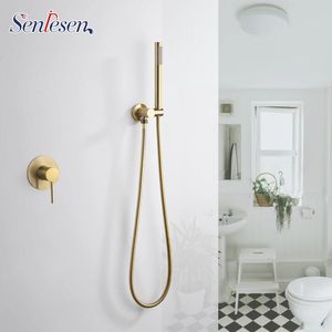Senlesen Bathroom Brushed Gold Shower Cold Dark Wall Mounted Simple Contemporary