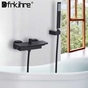 Bathroom Shower Mixer Tap Black as pic Waterfall