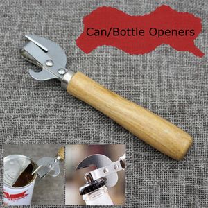 Wooden Handle Bottle Opener 2 In 1 Metal Can Openers