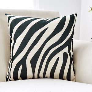 Modern Upholstery Cushion Pillow Cover Printed Living Room Sofa Office White Zebra Pattern Patchwork Throw