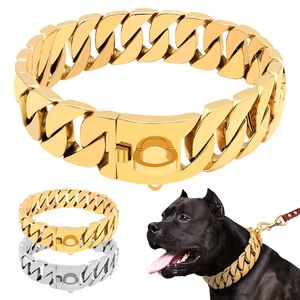 Luxury Stainless Steel Dogs Leashes Fashion Dog Necklace High Quality Cuba Pet