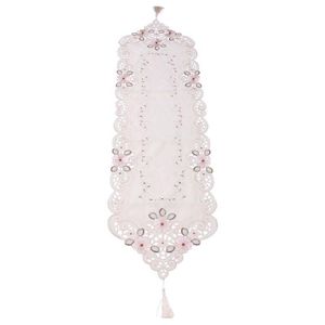 Table Skirt Runner Embroidered Floral No