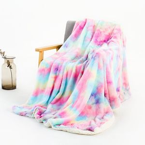 Rainbow Tie Dye Blanket Air Europe Dye Blanket Air Conditioning Blanket Air Conditioning Nap Plush