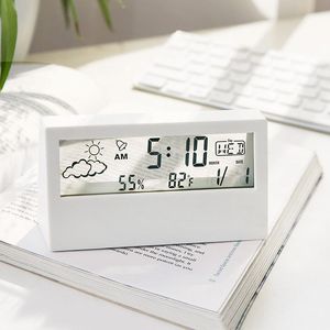 Household Digital Electronic Thermometer LCD Blue White Clock Home Indoor Sense
