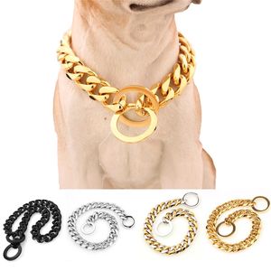 Classic Stainless Steel Leashes Collars Harnesses Golden Silver Titanium Chain Collar