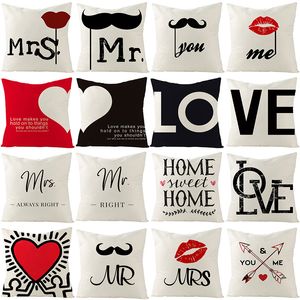 Mr Mrs Words Printed Pillow Printed Pillow Case Plain