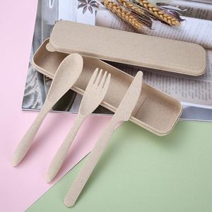 Wheat Straw Knife Fork Spoon Travel 3Pcs/Set Other