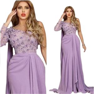 Elegant Arabic Lilac Evening Dresses Floor-Length