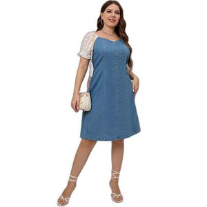 Plus Size Dresses Women Lace Spring Summer as pic