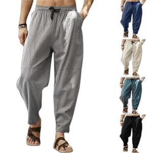 Men&#039;s Plus Size Pants Casual Cropped Loose Cotton Linen