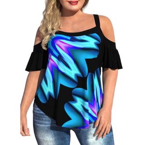 Women&#039;s Plus Size T 2022 Fashion Women's Plus Size T-Shirt 3D Print Strap Ladies Tops as pic