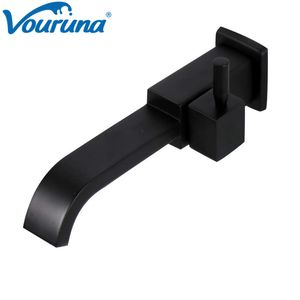 VOURUNA Square Matte Black Wall Common Motor Utility Faucet Mop Pool Single Cold Tap Utility