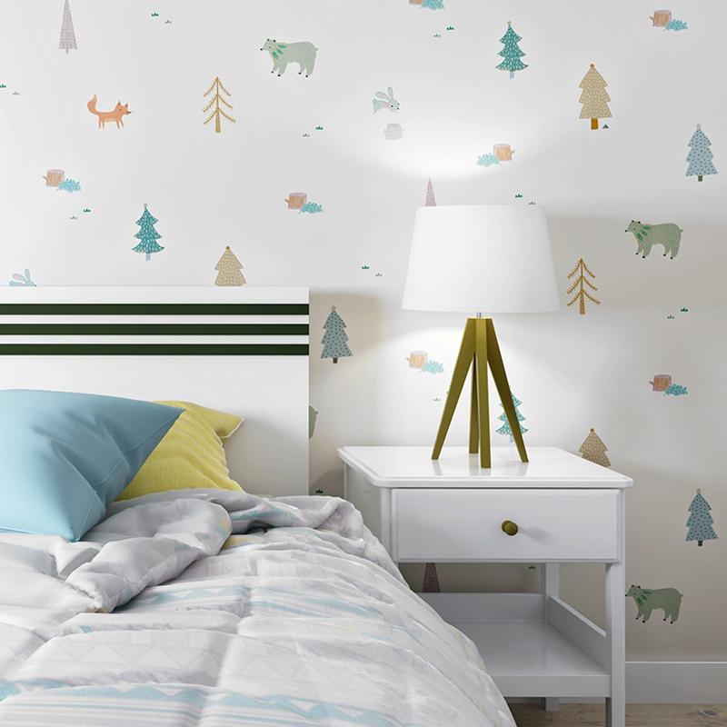 Wallpapers Cartoon Winter Forest Wall Printed Walls Deco Mural Contact Paper