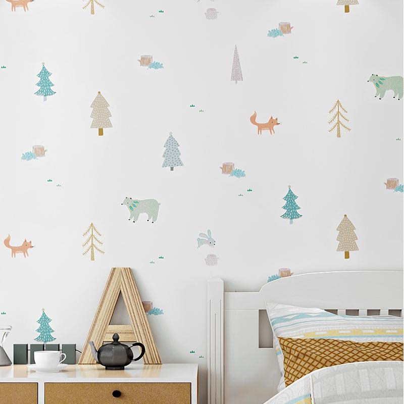 Wallpapers Cartoon Winter Forest Wall Printed Walls Deco Mural Contact Paper