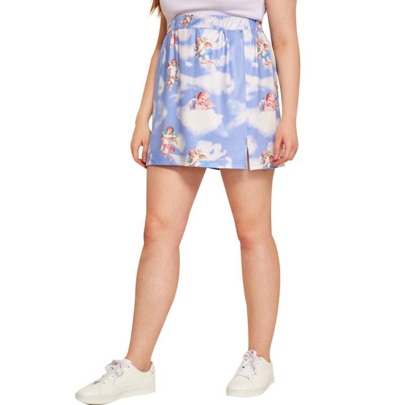 Women\'s Plus Size Pants 4XL Summer 4XL Summer Women Skirt as pic Mini Splited Office Lady Cute Short
